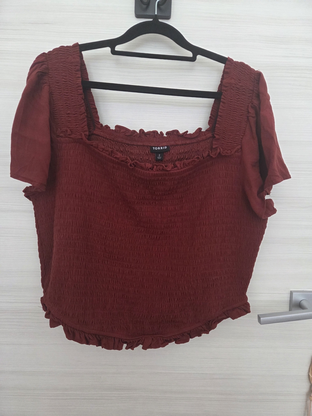 Torrid Burgundy Smocked Crop Top - Plus Size 2x